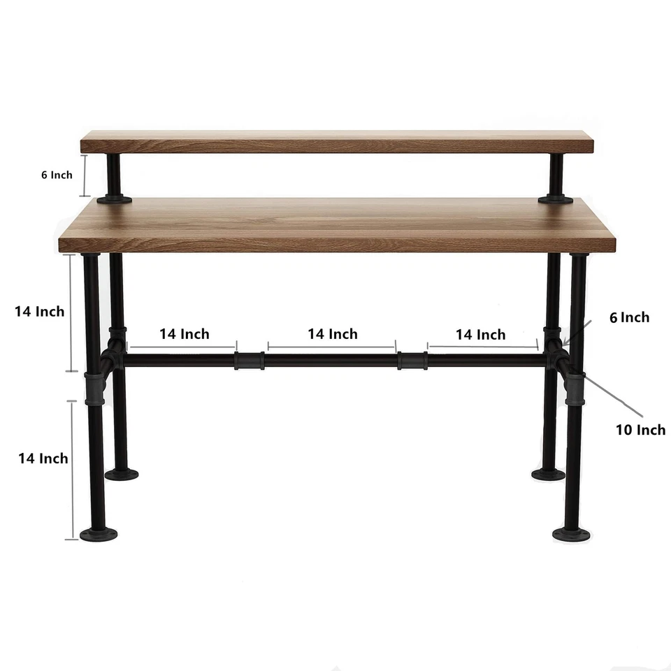 Juego de patas de mesa de tubo industrial - Tubería con acabado de hierro fundido para computadora de madera... Foto 2 de 4