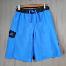 Adidas Swimming Trunks Board Shorts Brief Lined Blue Black Youth Boys Large