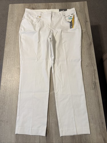 JM Collection Pants Women's White Stretch Curvy Fit Comfort Waistband 16 NWT