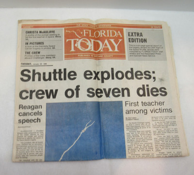 Space Shuttle Challenger Explosion  1/28/ 1986 - FLORIDA TODAY -Brevard County