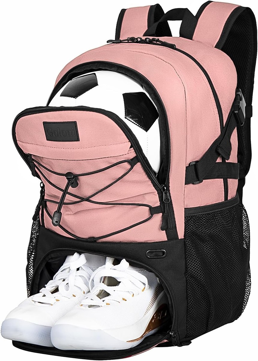 Goloni Soccer Backpack,Basketball Backpack with Ball Compartment Light  Pink