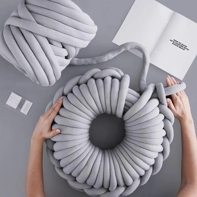 Nuevo hilo grueso súper voluminoso grueso para tejer a mano ganchillo suave algodón grande hágalo usted mismo Foto 3 de 4