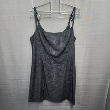 Express Women Size 13/14 Black Cut Snake Print Scoop Neck Dress