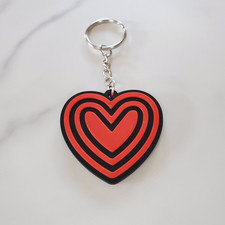 Heart Spirals 3D Printed Keychain Includes Metal Keyring