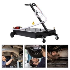 15 Gallon Oil Drain Tank Oil Drain Pan Large Capacity Oil Change Pan Dolly +Pump
