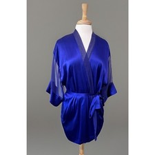 Vintage Victoria  s Secret Royal Blue Belted Robe Satin Coquette One Size