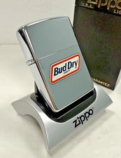 ORIGINAL Zippo Feuerzeug BUD DRY DRAFT BEER Polished Chrome 1993 NEU IN BOX RAR