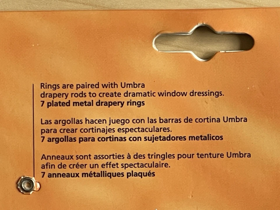 (1) Paquete UMBRA Rosetta Cortina Cortina Redonda Metal Clip Anillos Peltre 7 piezas Nuevo en Paquete Foto 4 de 4