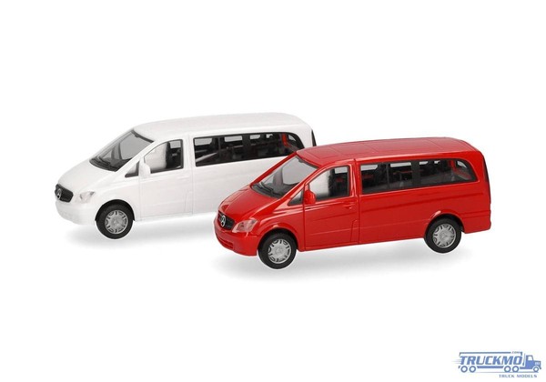 Herpa Minikit Mercedes Benz Vito Bus 2 StüCk Weiß Rot 014212-image