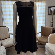 Vtg chic Evan Picone Little Black Dress Empire Waist Beaded Detail Lined Sz 2P