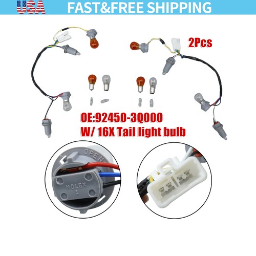 For 11-14 Hyundai Sonata 2X Rear Tail Lamp Socket&Harness W/16 Bulbs 924503Q000