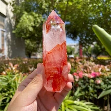 Fire Quartz Red Hematoid Tower Point Obelisk Healing Reiki Crystal Specimens