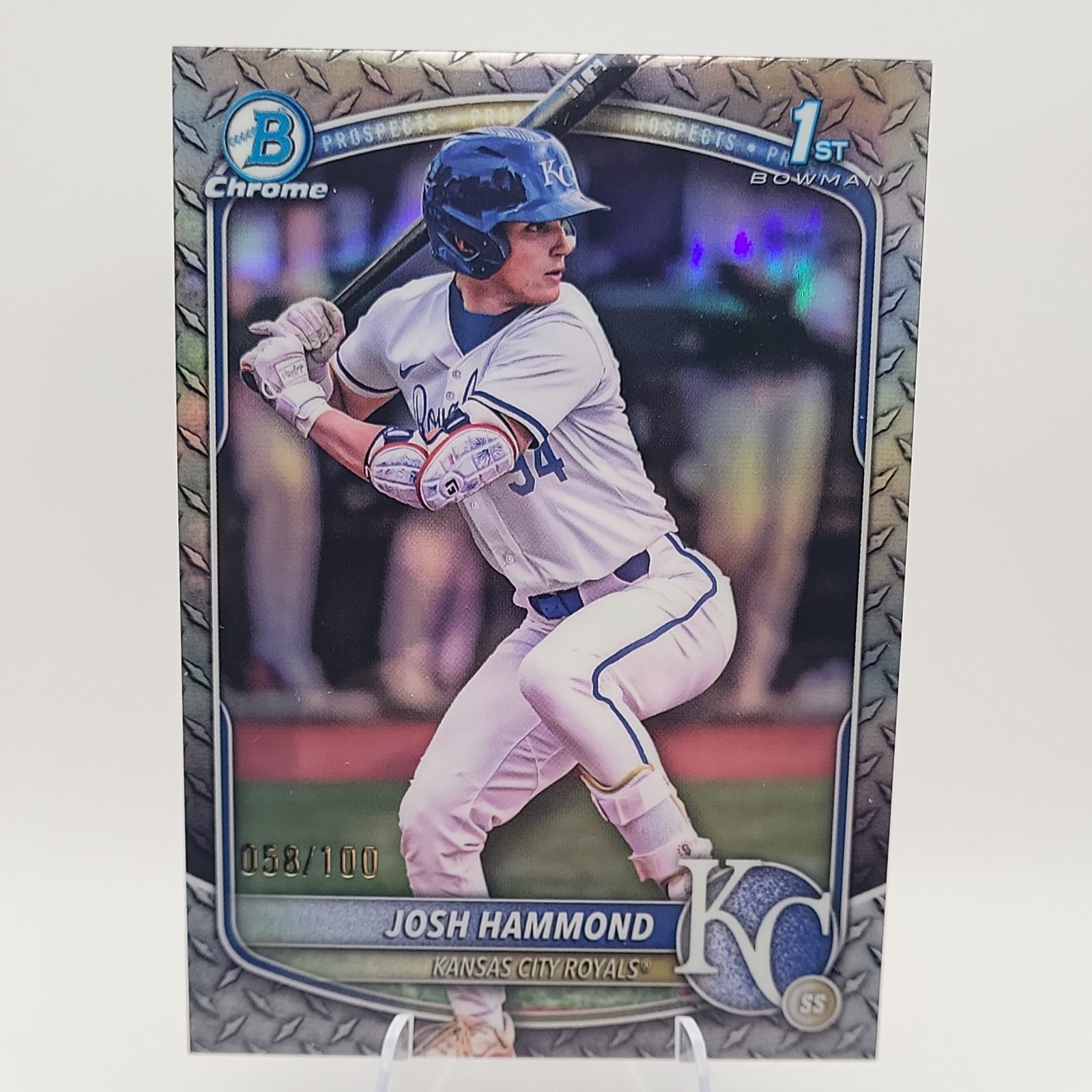 2025 Bowman Draft Josh Hammond 1st Bowman Chrome Steel Refractor /100 Royals