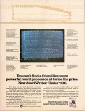 AtariWriter 1983 Vintage Print Ad Atari Home Computers Word Processor