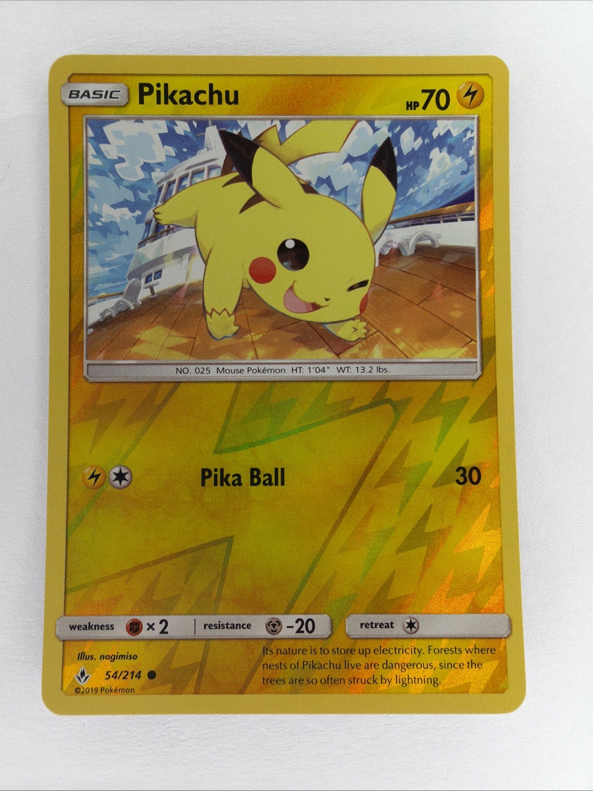Pikachu 54/214 Sm-Unbroken Bonds Reverse Holo - Pokemon Card NM