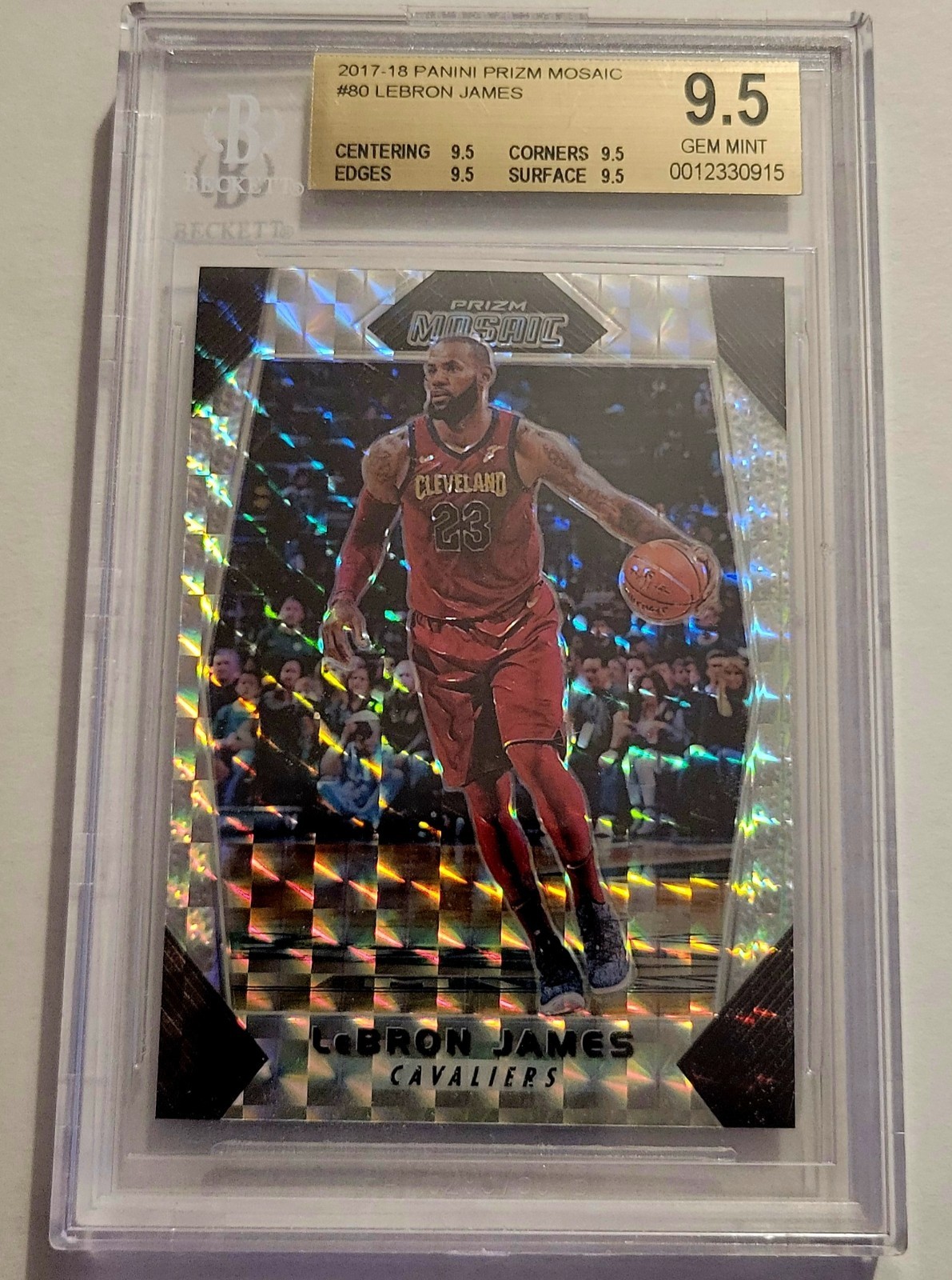 LeBRON JAMES 2017 PANINI PRIZM MOSAIC CARD BGS GEM MINT 9.5!