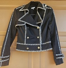 Womens Collectible Cache Designer Vintage Black Tweed Trim Blazer 2