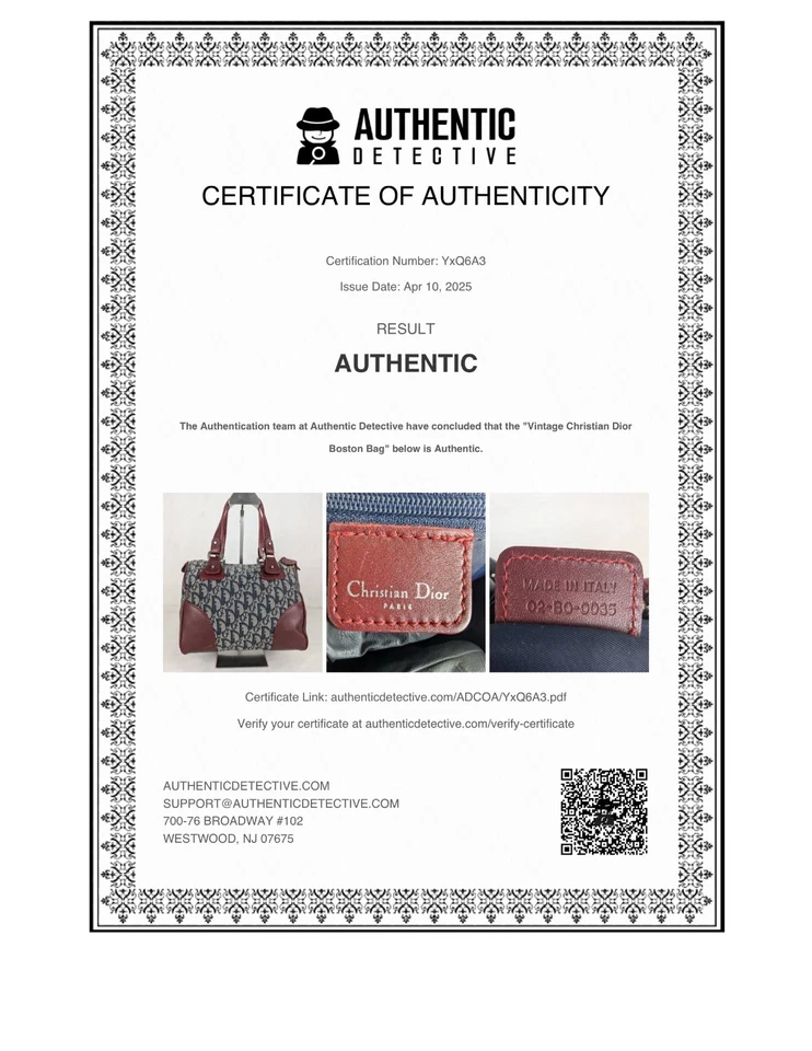 Auténtico Bolso Boston Vintage Christian Dior Azul Burdeos Lona Hecho en Italia Foto 2 de 4