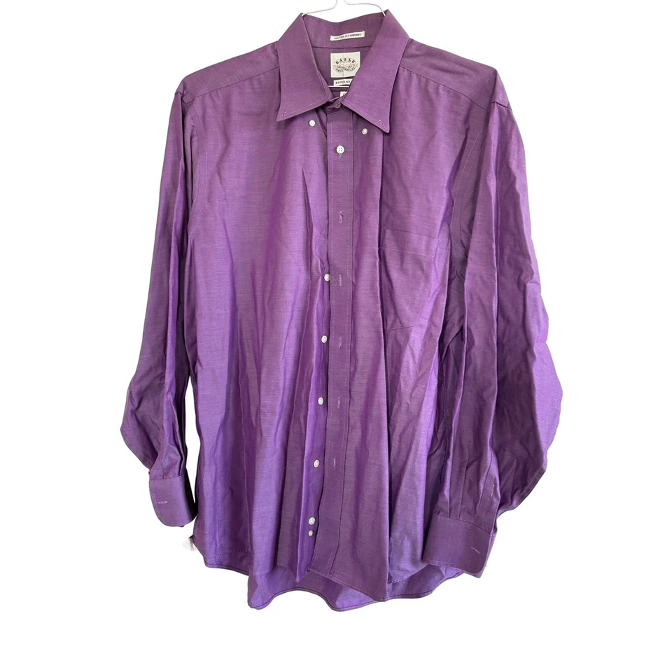Рубашка мужская Eagle Shirtmakers фиолетовое платье 17 1/2 34/35 обычный покрой - Изображение 2 из 3