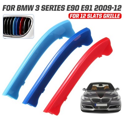 Für BMW 3er E90 E91 09 12 M-Farbe Nieren Kühlergrill Abdeckung Streifen Clips