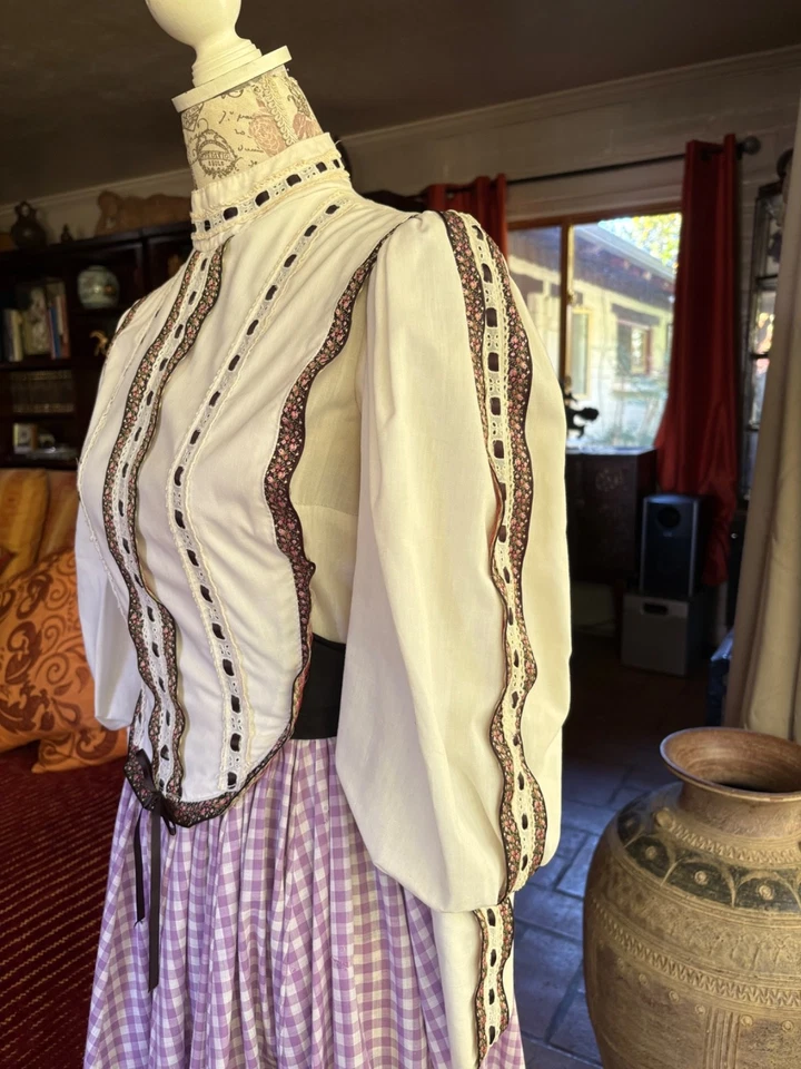 Vestido de Guinga Cuadrado Danza Pionero Frontera Occidental Folk Norteno Mujeres Prarie S Foto 2 de 4
