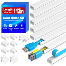 112in Cord Hider Kit, Cord Covers for Wires on Wall, Premium One-Cord Cable Hide