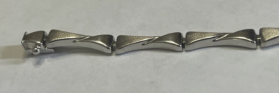 "Brazalete de eslabones de lujo de oro blanco de 14k de 5 mm de 7,25"" de largo 6,2 gramos de Aurafin" Foto 4 de 4