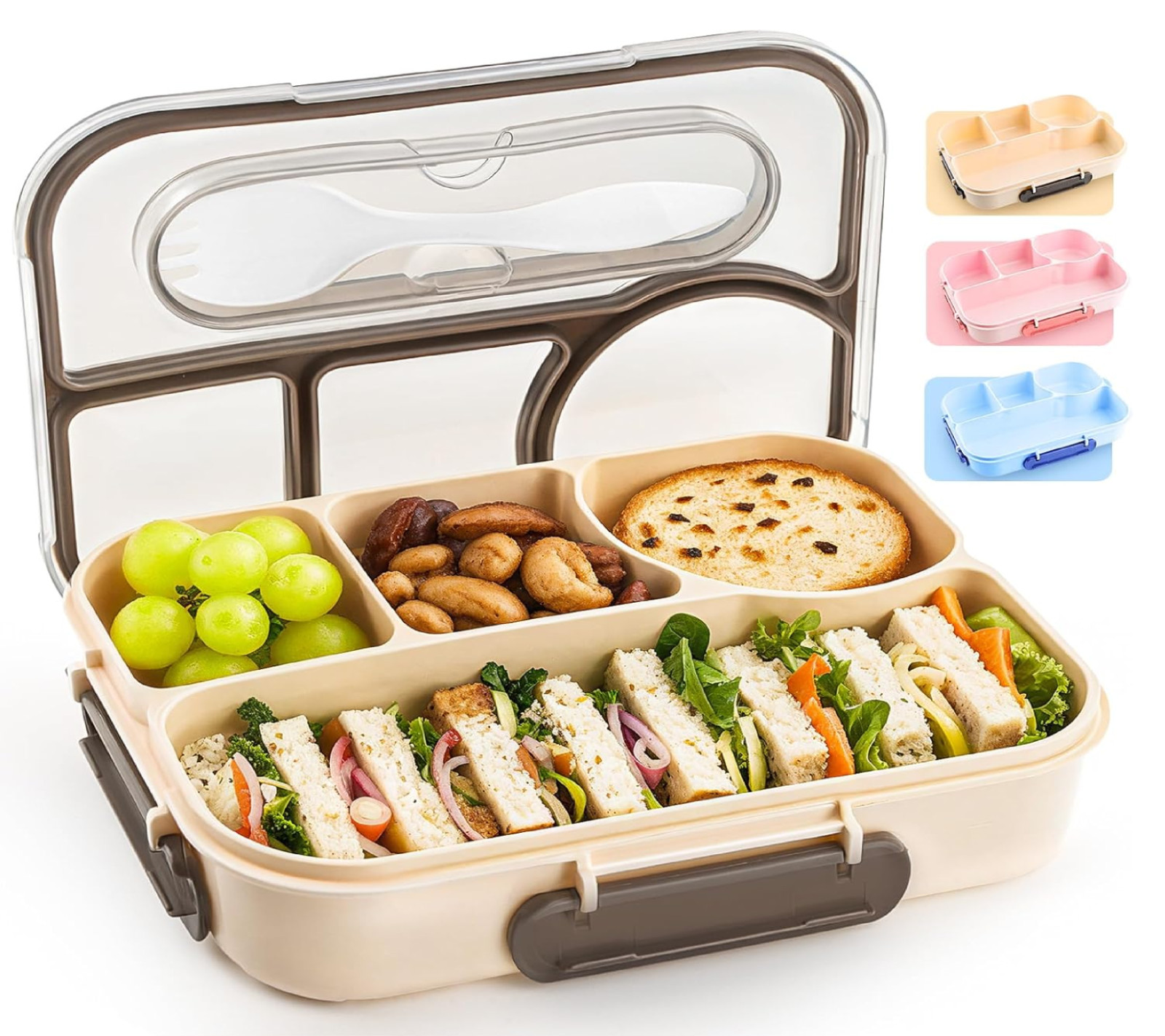 Adult, Lunch Box Kids, 4-compartment Lunch Containers, Drop-