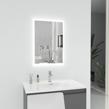 Led Bathroom Mirror With Illuminated Anti-Fog 3-Colors Dimmable Wall Mounted