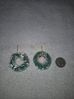 Set of 2 Vintage Bottle Brush 1.5" Wreaths w/Bows Flocked Christmas DRS7 — photo 2
