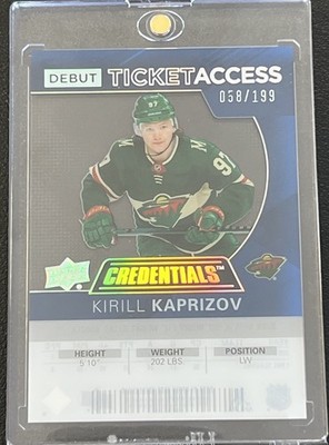 2020-21  UD Credentials KIRILL KAPRIZOV Debut Ticket Access Acetate /199 #RTAKK
