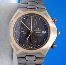 Mens Omega Seamaster Polaris 18K Gold Titanium Automatic Chronograph watch RARE
