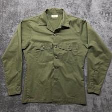 Vintage US Military Shirt Mens 15.5x35 Green OG 507 80s Utility Poly Cotton Dura