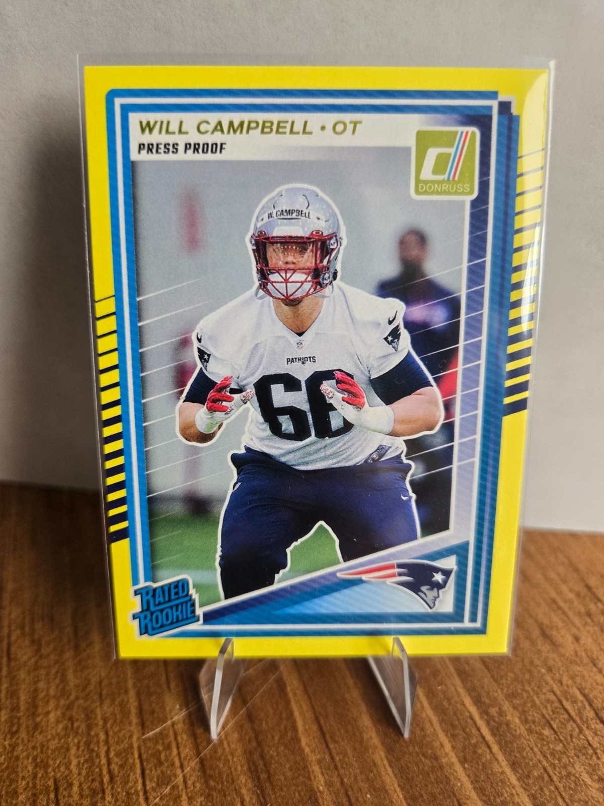 2025 Donruss Will Campbell RC #345 - Yellow Press Proof - New England Patriots