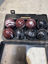 Vintage Sportcraft Bocce Ball Set w/Case Lawn Games 8 Ball No Jack Italy