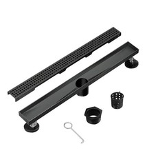 Elefloom Linear Shower Drain, Black Shower Drain 36
