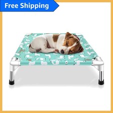 Elevated Dog Bed for Small Dogs - Luxury Cotton Cot with Stainless Steel Frame