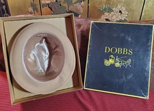 Dobbs Fifth Avenue Fedora Hat 7 - 3/8 camel w/Feather - MIB