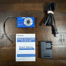 Olympus FE-220 7.1 MP Blue Digital Camera battery and charger TESTED  WORKING