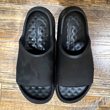 Nike Teens Black Cushioned Slide Sandals Rubber Upper Slip-On US 3