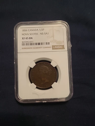 1856 1/2 Penny Nova Scotia Canada Xf 45 Ngc