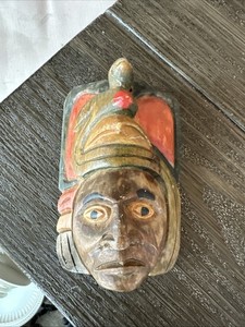 Vintage American indian Hand Carved Totem 6x4 Wooden Wall Hanging Mask