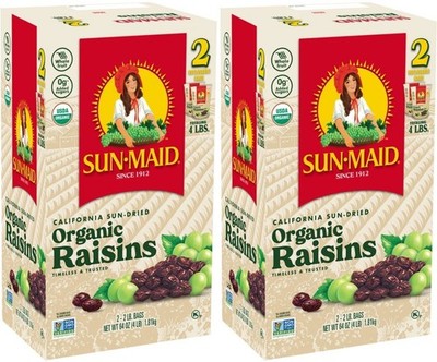 2-Pack Sun-Maid California Sun-Dried Organic Raisins, 64 Oz Each