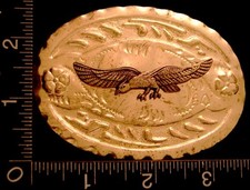 LL24118 VINTAGE  SPREAD WINGED EAGLE  GOLDTONE FLORAL BELT BUCKLE