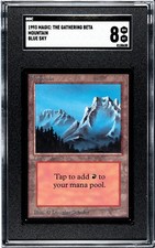 MTG, Beta, Mountain (Blue Sky) SGC Grade 8