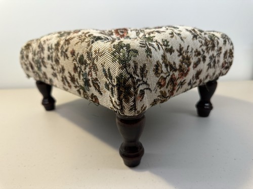 Wooden Footstool With Floral Tapestry Top Cushion - Picture 10 of 20