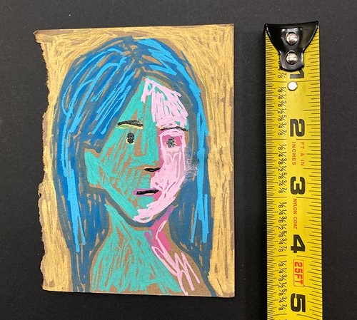 Portrait Painting Woman Girlfriend Pal Expressive Naive Outsider Art Miz Katie - Picture 2 of 13