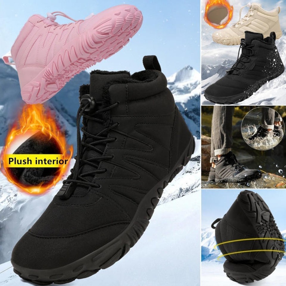 Botas de nieve de invierno Zapatos de senderismo descalzos Botines forrados cálidos para senderismo escalada