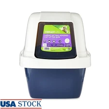 Large Sifting Hooded Cat Litter Box Air Purifying Covered Filtered System White