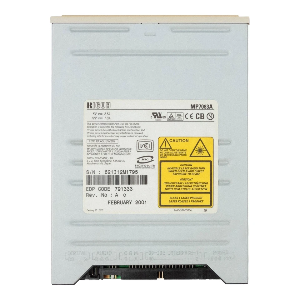 Unità Di Memoria Brenner RICOH MP7083A CD-R/RW DRIVE IDE 5.25 Pollici - Image 3 of 3